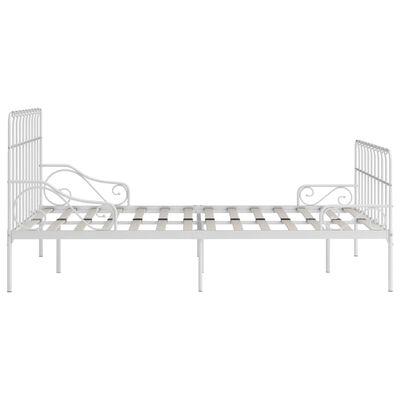 vidaXL Рамка за легло с ламелна основа, бяла, метал, 140x200 см