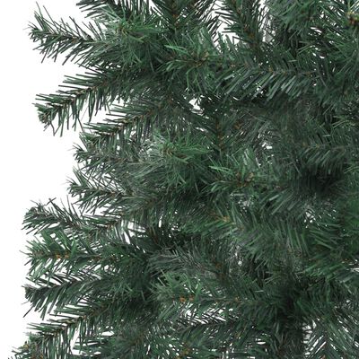 vidaXL Ъглова изкуствена осветена коледна елха, зелена, 150 см, PVC