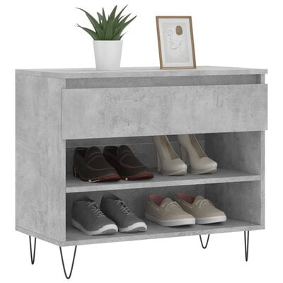 vidaXL Шкаф за обувки, бетонно сив, 70x36x60 см, инженерно дърво