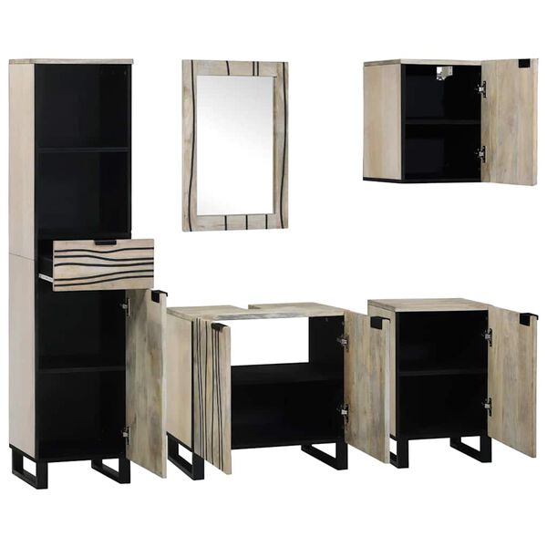 vidaXL Комплект мебели за баня 5 pcs Орехово кафяво Инженерно дърво