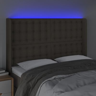 vidaXL LED горна табла за легло, таупе, 147x16x118/128 см, плат
