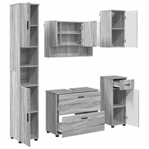 vidaXL Комплект мебели за баня 5 бр. Сив Сонома 35 x 30 x 192 см