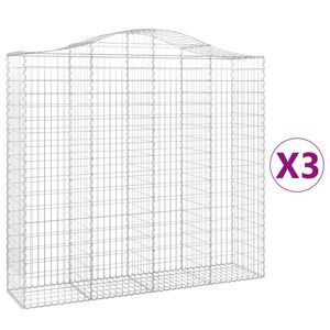 vidaXL Габионни кошници арка 3 бр 200x50x180/200 см поцинковано желязо