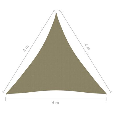vidaXL Платно-сенник, Оксфорд плат, триъгълно, 4x4x4 м, бежово