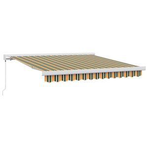 vidaXL Прибираща се тента Зелен и жълт 300 x 250 cm Платно и алуминий