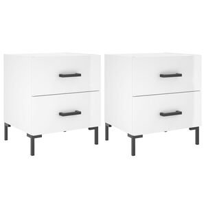 vidaXL Нощни шкафчета, 2 бр, бял гланц, 40x35x47,5 см, инженерно дърво