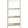 vidaXL Стелаж с 4 рафта, сребрист, стомана и инженерно дърво