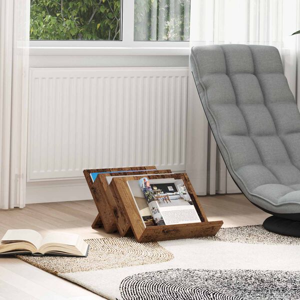 vidaXL Етажерка за списания с рафт Старо дърво 53 x 40 x 28.5 см