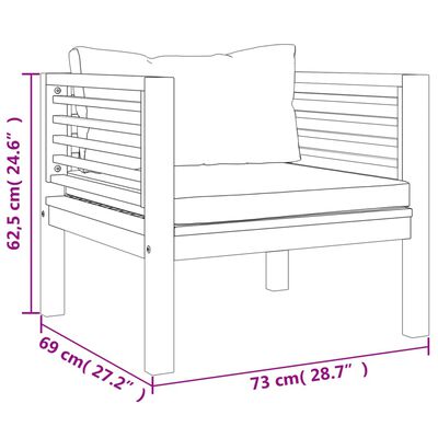 vidaXL Градински лаундж комплект с възглавници, 6 части, акация масив