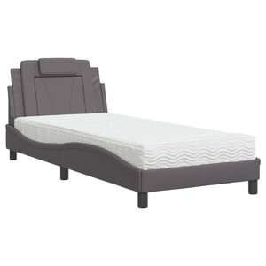 vidaXL Легло Viana без матрак, сиво, 80x200 см, изкуствена кожа