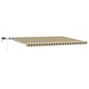 vidaXL Прибираща се тента Зелен и жълт 500 &times; 350 cm Тъкан и алуминий