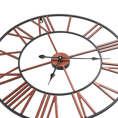 vidaXL Стенен часовник, метал, 58 см, червен
