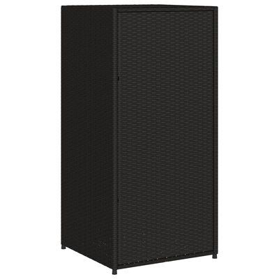 vidaXL Градински шкаф за съхранение, черен, 55x55x111 см, полиратан