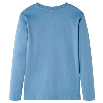 Детска тениска с дълъг ръкав, средно синьо, 92