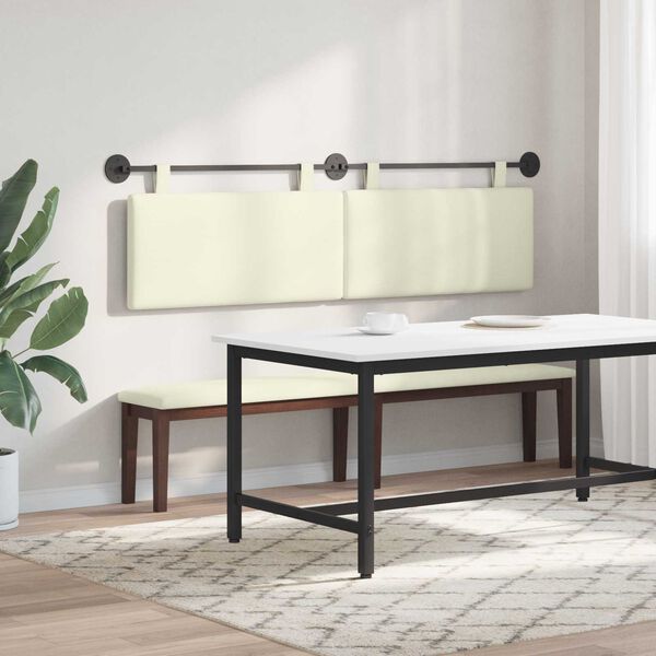 vidaXL Висяща табла Едноцветен Крем 190 x 55 x 5 см Кордюрова тъкан