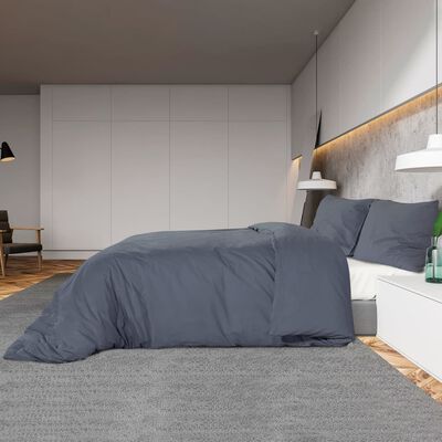 vidaXL Комплект спално бельо, тъмносив, 200x200 см, памук