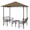 vidaXL Градинска шатра с маса и пейки, 2,5x1,5x2,4 м, таупе, 180 г/м&sup2;