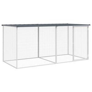 vidaXL Клетка за пилета с покрив, антрацитна, 203x98x90 см, поцинкована стомана