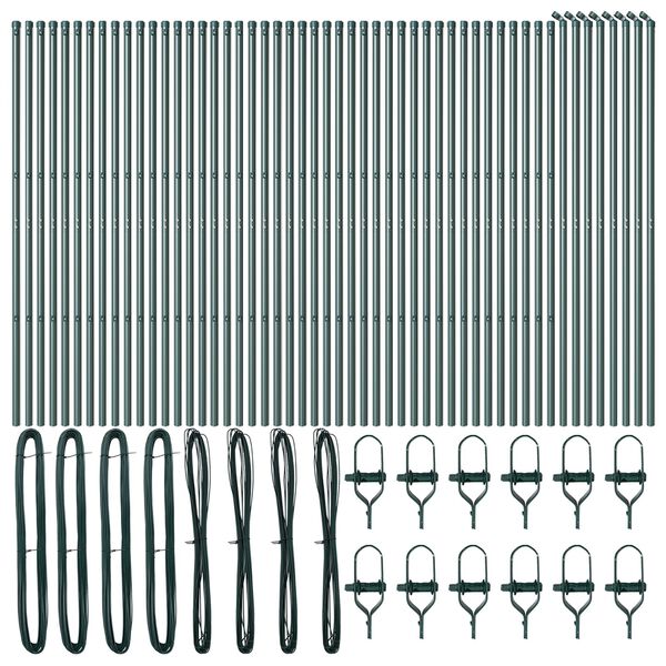 vidaXL Стълб за ограда. Друг 52 pcs Зелен 3,2 x 3,2 x 210 см Стомана