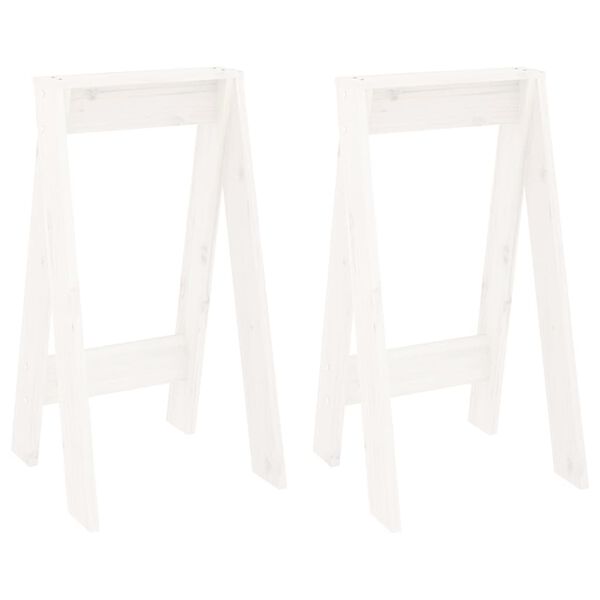 vidaXL Табуретки, 2 бр, бяла, 40x40x75 см, борово дърво масив