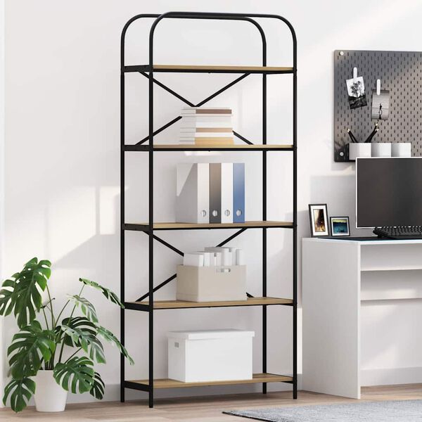 vidaXL Рафт за книги Дъб 80 x 30 x 183 см Инженерно дърво