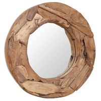 vidaXL Декоративно огледало, тиково дърво, 60 см, кръгло