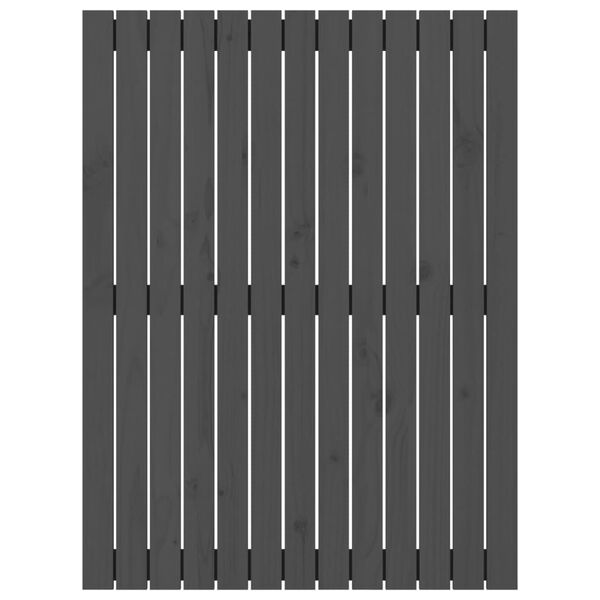 vidaXL Стенна табла за спалня, сива, 82,5x3x110 см, борово дърво масив