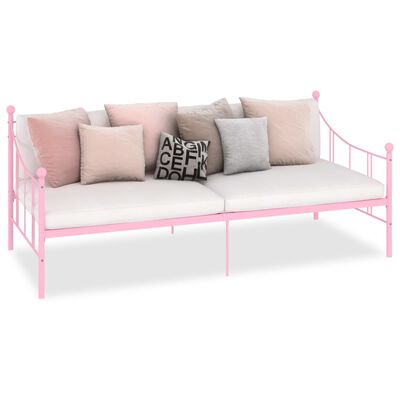 vidaXL Рамка за дневно легло, розова, метал, 90x200 см