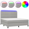 vidaXL Боксспринг легло с матрак и LED, светлосиво, 180x200 см, плат