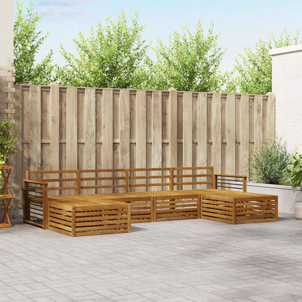 vidaXL Комплекти дивани 6 pcs Естествен Солидно акациево дърво