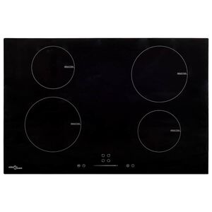 vidaXL Индукционен плот с 4 котлона, сензорен контрол, 77 см, 7000 W
