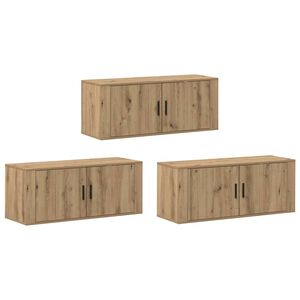 vidaXL Комплект стенен ТВ шкаф 3 бр. 100 x 34,5 x 40 см Дъб