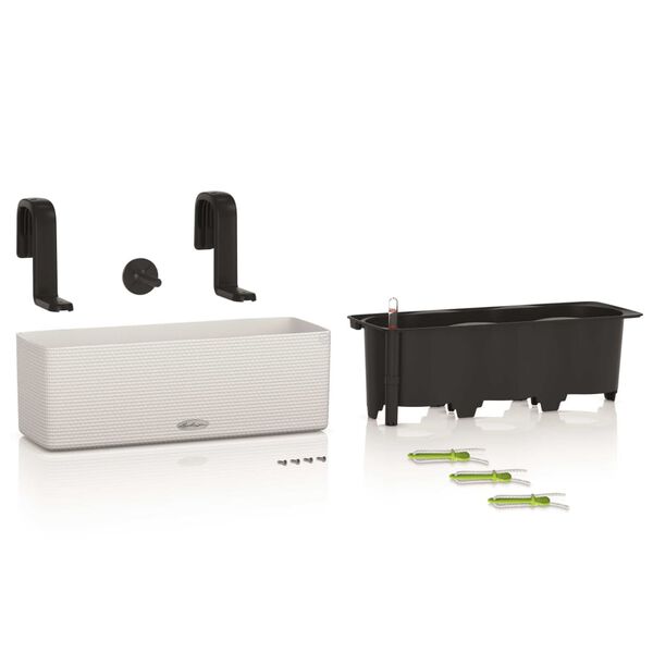 LECHUZA Плантер CUBE color triple, със скоби, бял, 13680