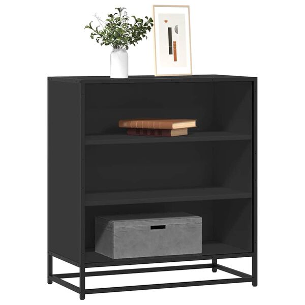 vidaXL Сайдборд, черен, 68x35x76 см, инженерно дърво и метал