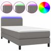 vidaXL Боксспринг легло с матрак и LED, тъмносива, 90x200 см, плат