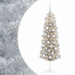 vidaXL Изкуствена тясна коледна елха с топка 150 см 150 LED светодиода