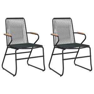 vidaXL Градински столове, 2 бр, черни, 58x59x85,5 см, PVC ратан