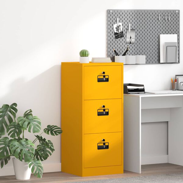 vidaXL Кабинет за файлове с рафт Горчично жълто 45,5 x 42 x 106,5 см