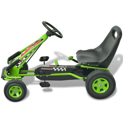 vidaXL Детски картинг с педали, с регулируема седалка, зелен