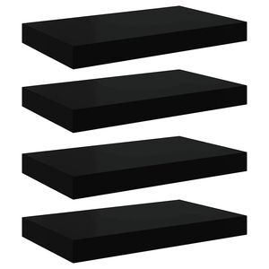 vidaXL Окачени стенни рафтове, 4 бр, черни, 40x23,5x3,8 см, МДФ