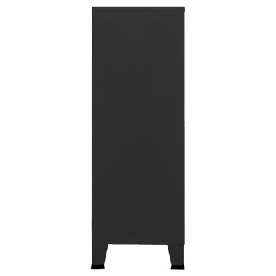 vidaXL Индустриален скрин за съхранение, черен, 75x40x115 cм, метал