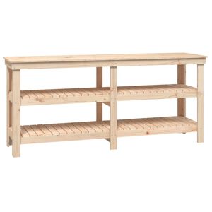 vidaXL Работна маса, 181x50x80 см, борово дърво масив