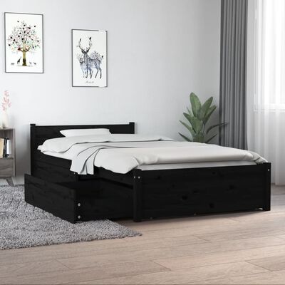 vidaXL Рамка за легло с чекмеджета черно 90x190 см Single