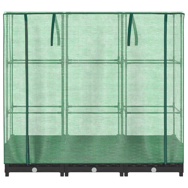 vidaXL Повдигнато легло с покривало за оранжерия, ратанова имитация, 120x40x123 см