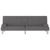 vidaXL Разтегателен диван с поставки за чаши, сив, изкуствена кожа