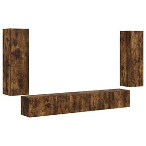 vidaXL Комплект за стена на телевизор 4 pcs Димян дъб Инженерно дърво