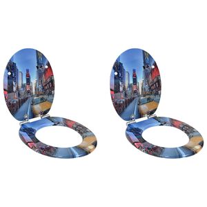 vidaXL Мека затваряща се тоалетна седалка 2 бр. Многоцветен 44 x 38 см