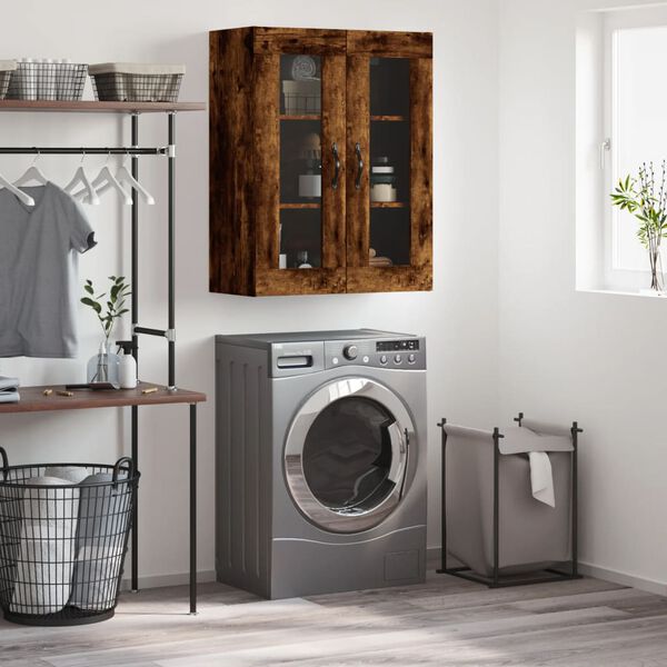 vidaXL Стенен шкаф опушен дъб 69,5x34x90 см инженерно дърво