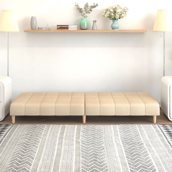 vidaXL 2-местно разтегателно канапе, кремаво, текстил