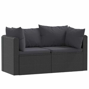 vidaXL Градински комплект с възглавници, 2 части, полиратан, черен